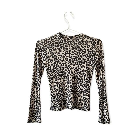 Treasure & Bond Leopard Ribbed Long Sleeve size Large 10/12 - Picture 1 of 8